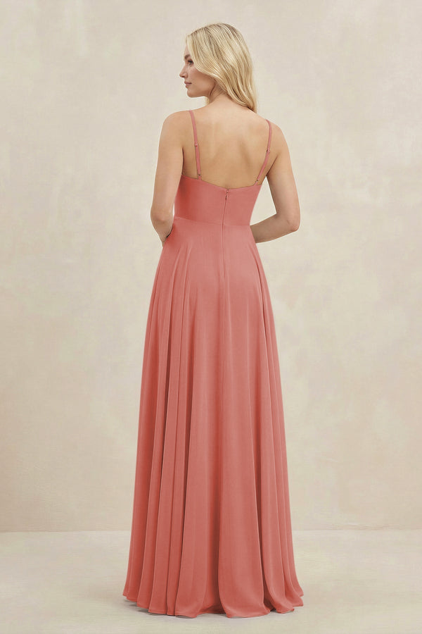 A-Line Spaghetti Strap Chiffon Bridesmaid Dress in Mulberry - KissProm BRIDESMAID DRESSES