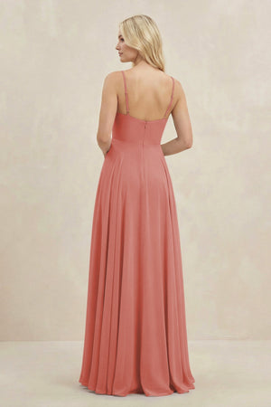 A-Line Spaghetti Strap Chiffon Bridesmaid Dress in Mulberry - KissProm BRIDESMAID DRESSES