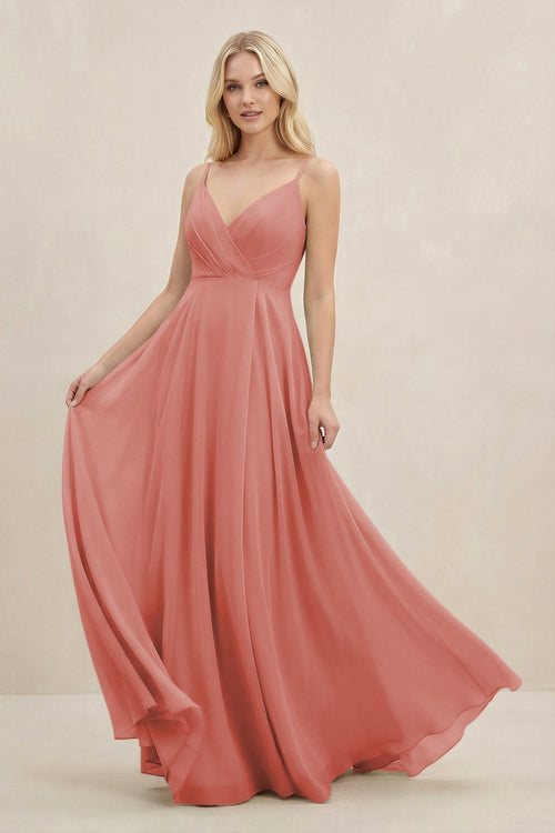 A-Line Spaghetti Strap Chiffon Bridesmaid Dress in Mulberry - KissProm BRIDESMAID DRESSES
