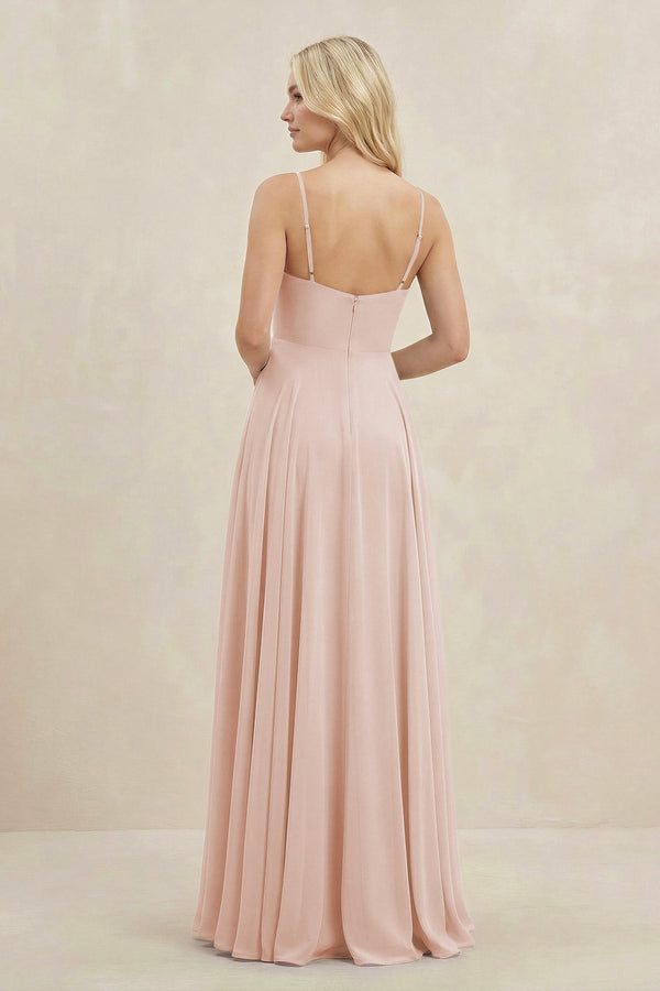 A-Line Spaghetti Strap Chiffon Bridesmaid Dress in Pale Blush - KissProm BRIDESMAID DRESSES