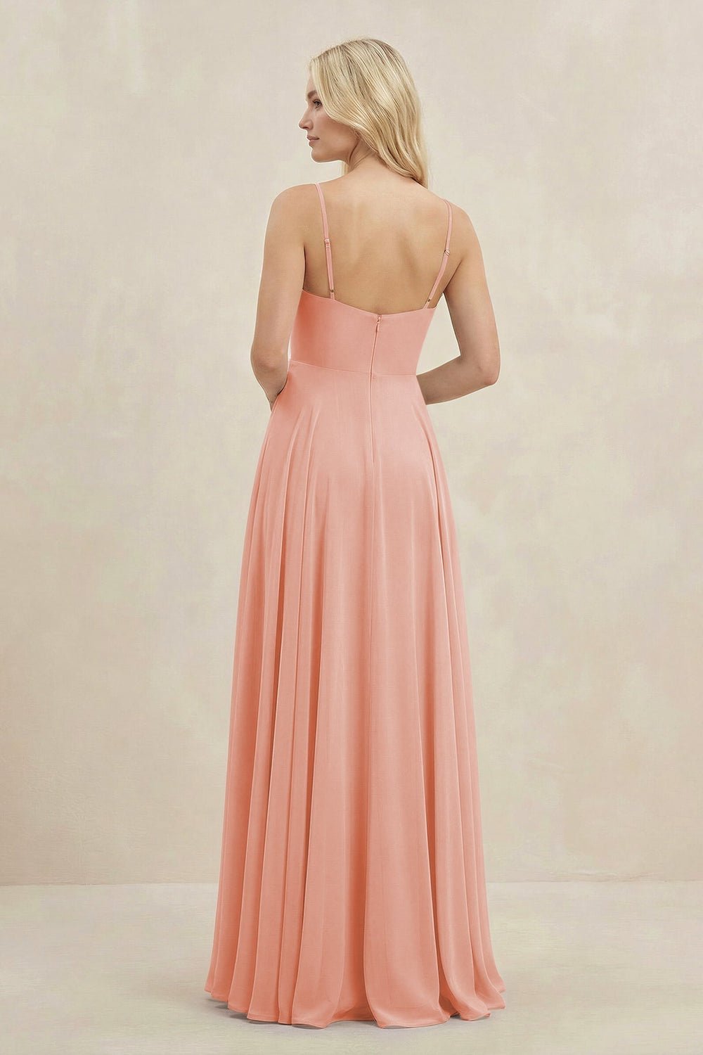 A-Line Spaghetti Strap Chiffon Bridesmaid Dress in Rose Petal - KissProm BRIDESMAID DRESSES