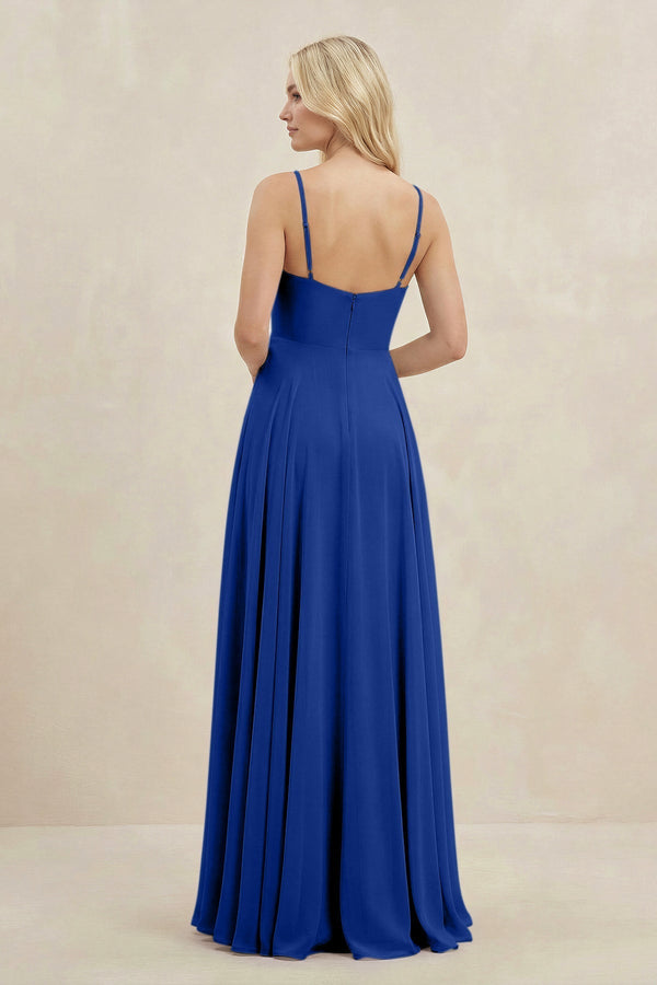 A-Line Spaghetti Strap Chiffon Bridesmaid Dress in Royal Blue - KissProm BRIDESMAID DRESSES