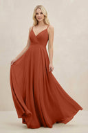 A-Line Spaghetti Strap Chiffon Bridesmaid Dress in Spice - KissProm BRIDESMAID DRESSES