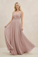 A-Line Spaghetti Strap Chiffon Bridesmaid Dress in Toffee - KissProm BRIDESMAID DRESSES