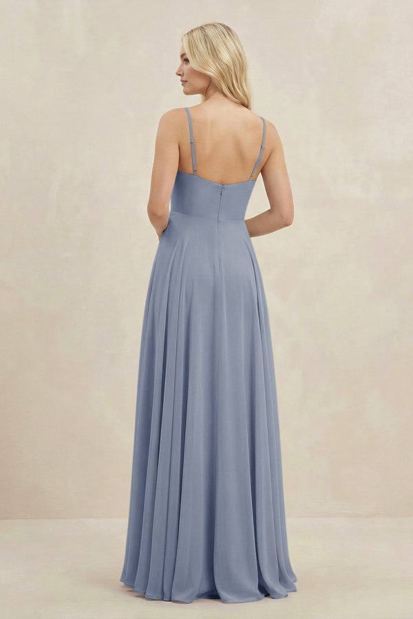 A-Line Spaghetti Strap Chiffon Bridesmaid Dress in Twilight - KissProm BRIDESMAID DRESSES