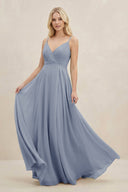 A-Line Spaghetti Strap Chiffon Bridesmaid Dress in Twilight - KissProm BRIDESMAID DRESSES