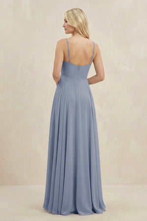 A-Line Spaghetti Strap Chiffon Bridesmaid Dress in Twilight - KissProm BRIDESMAID DRESSES