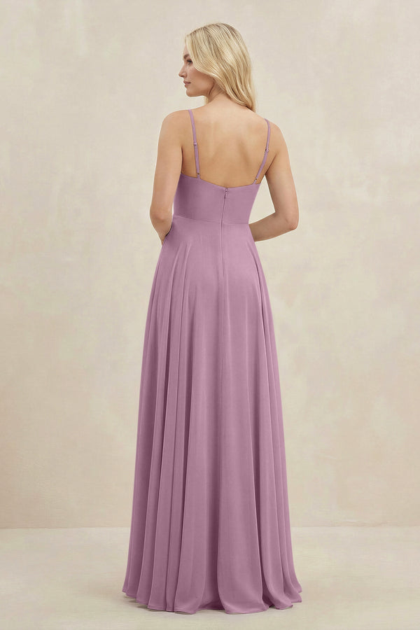 A-Line Spaghetti Strap Chiffon Bridesmaid Dress in Wisteria - KissProm BRIDESMAID DRESSES