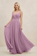 A-Line Spaghetti Strap Chiffon Bridesmaid Dress in Wisteria - KissProm BRIDESMAID DRESSES