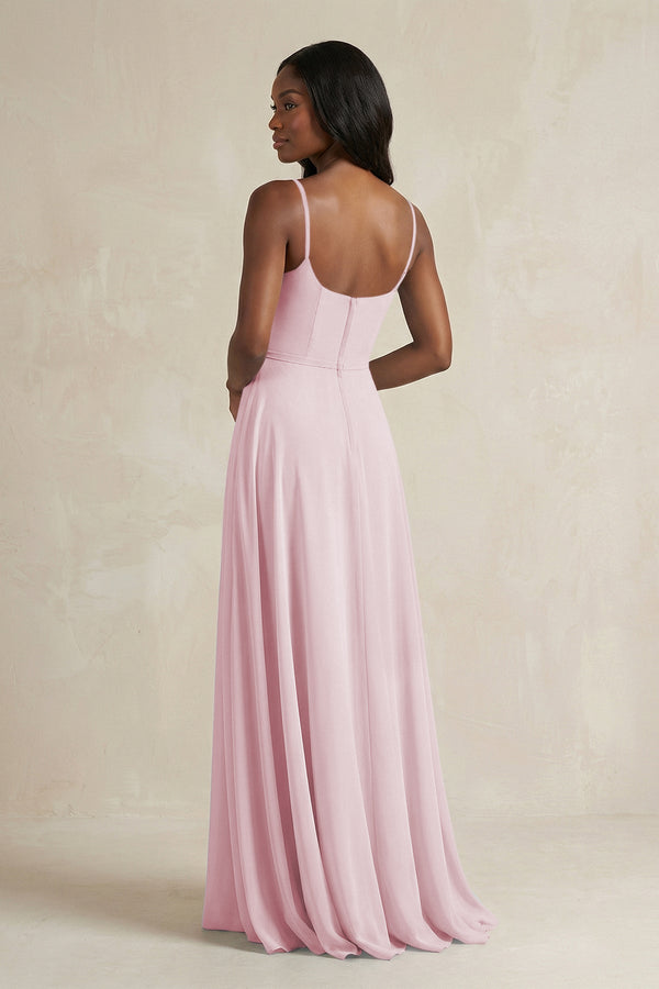 A-Line Spaghetti Straps Chiffon Bridesmaid Dress in Candy Pink - KissProm BRIDESMAID DRESSES