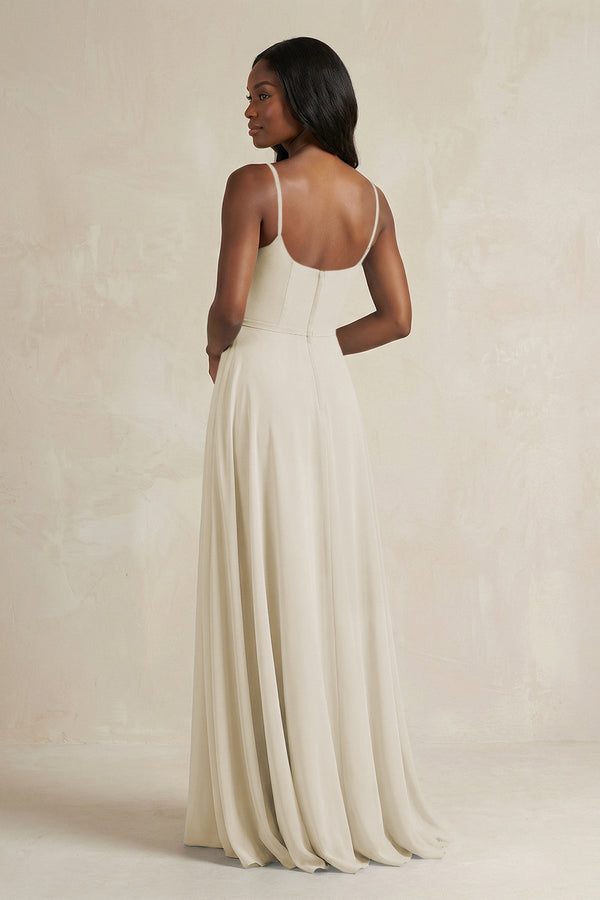 A-Line Spaghetti Straps Chiffon Bridesmaid Dress in Dove Gray - KissProm BRIDESMAID DRESSES