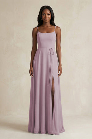 A-Line Spaghetti Straps Chiffon Bridesmaid Dress in Dusk - KissProm BRIDESMAID DRESSES