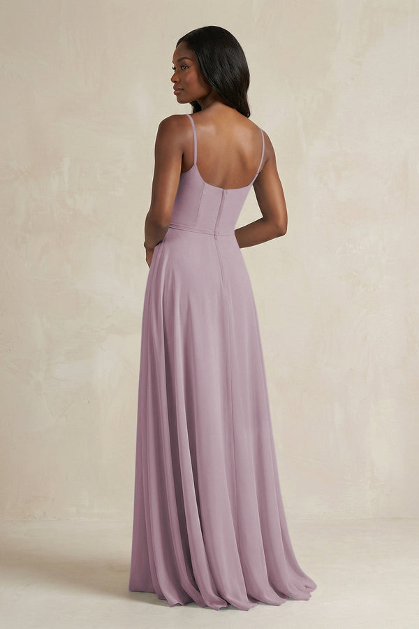 A-Line Spaghetti Straps Chiffon Bridesmaid Dress in Dusk - KissProm BRIDESMAID DRESSES