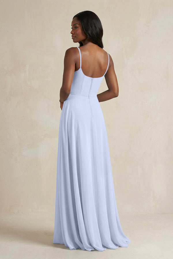 A-Line Spaghetti Straps Chiffon Bridesmaid Dress in Ice - KissProm BRIDESMAID DRESSES