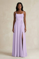 A-Line Spaghetti Straps Chiffon Bridesmaid Dress in Lavender - KissProm BRIDESMAID DRESSES