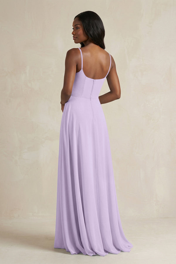 A-Line Spaghetti Straps Chiffon Bridesmaid Dress in Lavender - KissProm BRIDESMAID DRESSES