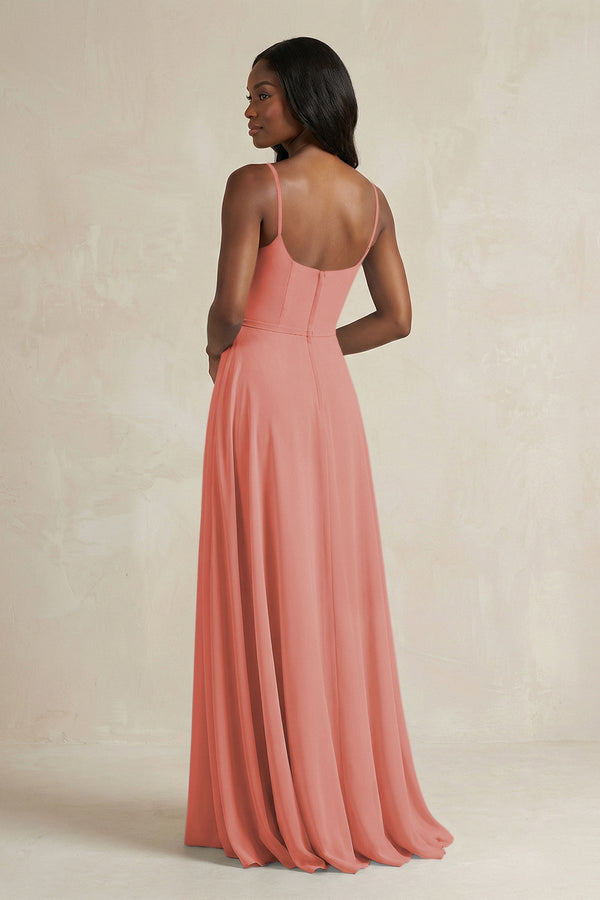 A-Line Spaghetti Straps Chiffon Bridesmaid Dress in Mulberry - KissProm BRIDESMAID DRESSES