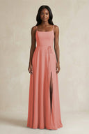 A-Line Spaghetti Straps Chiffon Bridesmaid Dress in Mulberry - KissProm BRIDESMAID DRESSES