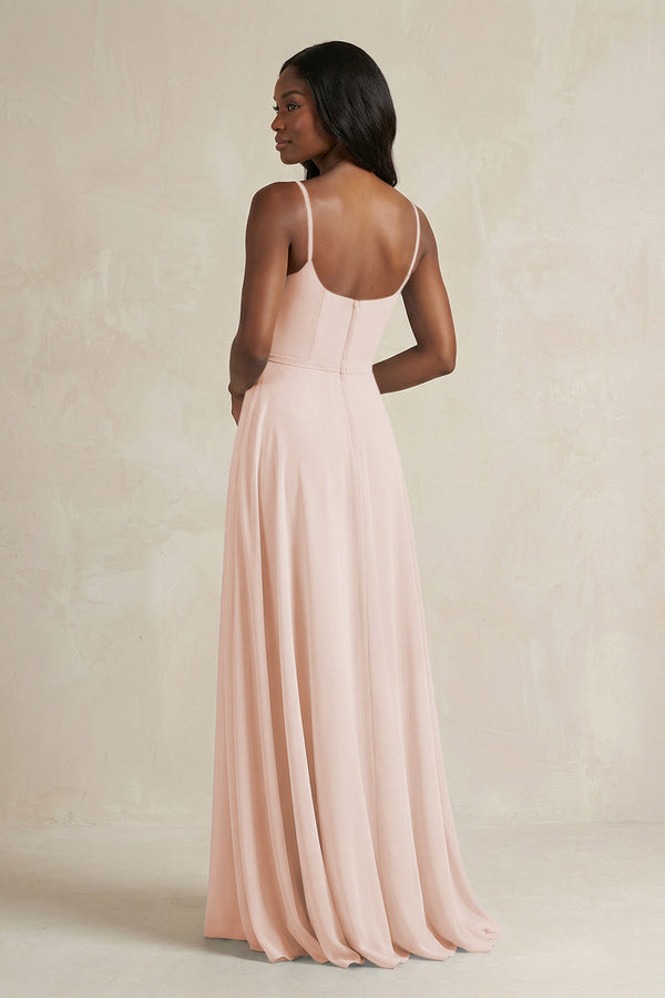 A-Line Spaghetti Straps Chiffon Bridesmaid Dress in Pale Blush - KissProm BRIDESMAID DRESSES