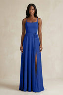 A-Line Spaghetti Straps Chiffon Bridesmaid Dress in Royal Blue - KissProm BRIDESMAID DRESSES