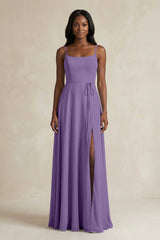 A-Line Spaghetti Straps Chiffon Bridesmaid Dress in Tahiti - KissProm BRIDESMAID DRESSES