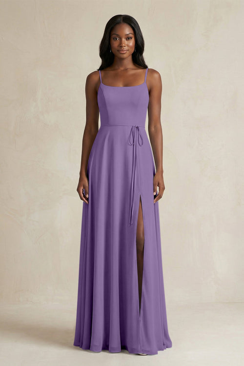 A-Line Spaghetti Straps Chiffon Bridesmaid Dress in Tahiti - KissProm BRIDESMAID DRESSES