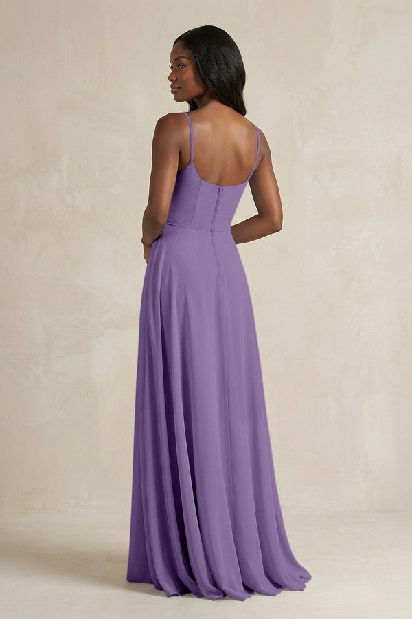 A-Line Spaghetti Straps Chiffon Bridesmaid Dress in Tahiti - KissProm BRIDESMAID DRESSES