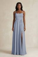A-Line Spaghetti Straps Chiffon Bridesmaid Dress in Twilight - KissProm BRIDESMAID DRESSES
