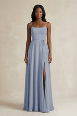 A-Line Spaghetti Straps Chiffon Bridesmaid Dress in Twilight - KissProm BRIDESMAID DRESSES