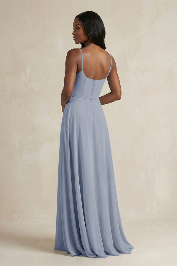 A-Line Spaghetti Straps Chiffon Bridesmaid Dress in Twilight - KissProm BRIDESMAID DRESSES