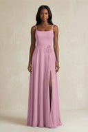 A-Line Spaghetti Straps Chiffon Bridesmaid Dress in Vintage Mauve - KissProm BRIDESMAID DRESSES
