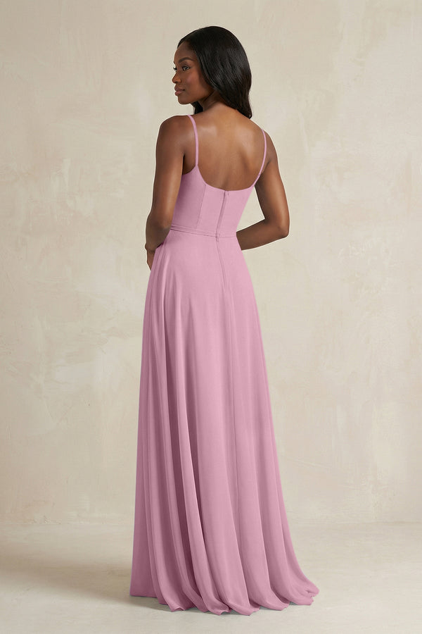 A-Line Spaghetti Straps Chiffon Bridesmaid Dress in Vintage Mauve - KissProm BRIDESMAID DRESSES