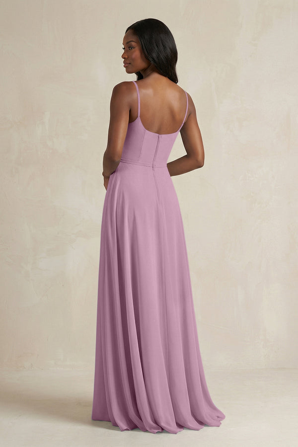 A-Line Spaghetti Straps Chiffon Bridesmaid Dress in Wisteria - KissProm BRIDESMAID DRESSES