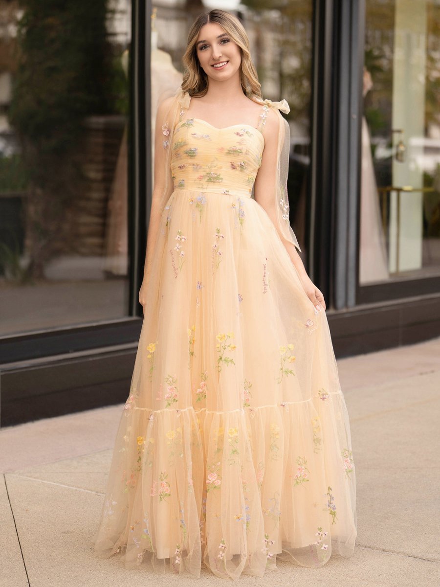 Rowan |A Line Sweetheart Long Prom Dress with Embroidery