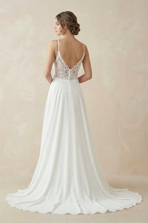 A-line Spaghetti Straps Lace Appliques Simple Wedding Dress