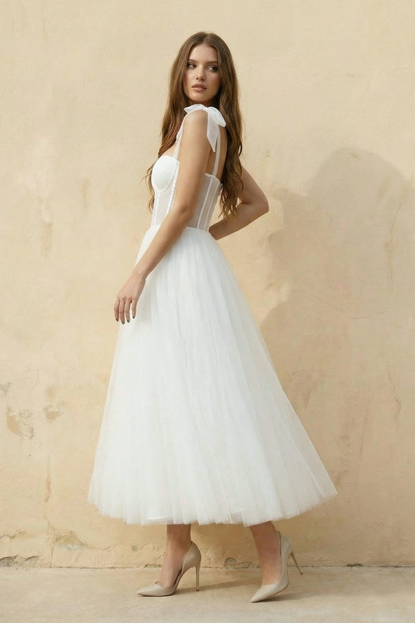 Sex Short White Wedding Dresses With Tulle Tea - Length  – Wedding Dresses by KissProm | Available at KissProm