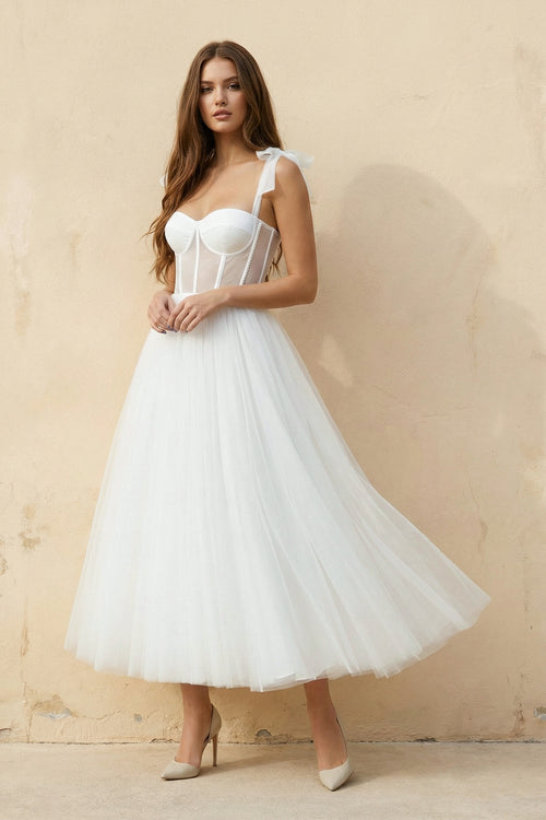 Sex Short White Wedding Dresses With Tulle Tea-Length Sex Short White Wedding Dresses With Tulle Tea-Length