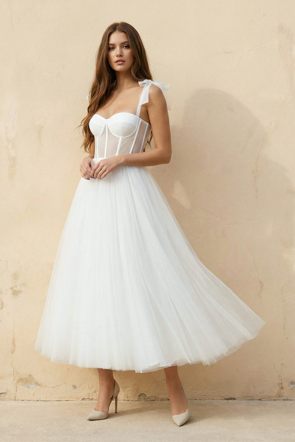 Sex Short White Wedding Dresses With Tulle Tea - Length  – Wedding Dresses by KissProm | Available at KissProm
