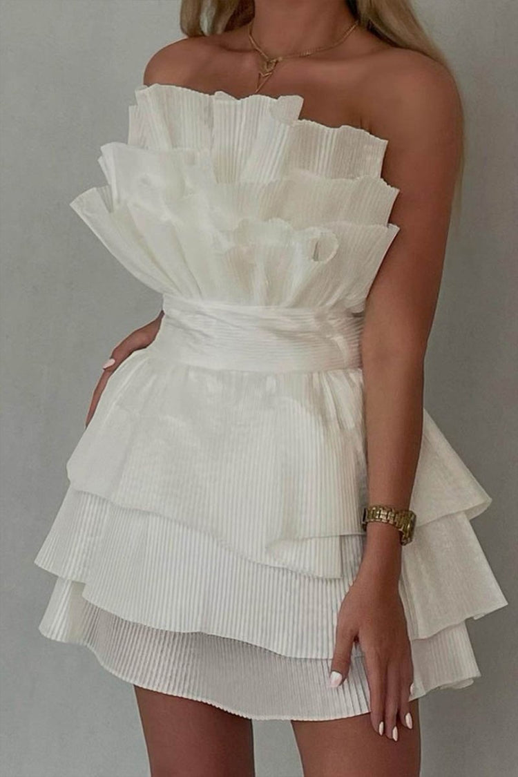 Strapless Tiered Short Homecoming Dress, A Line Sweet 16 Dress     fg2548