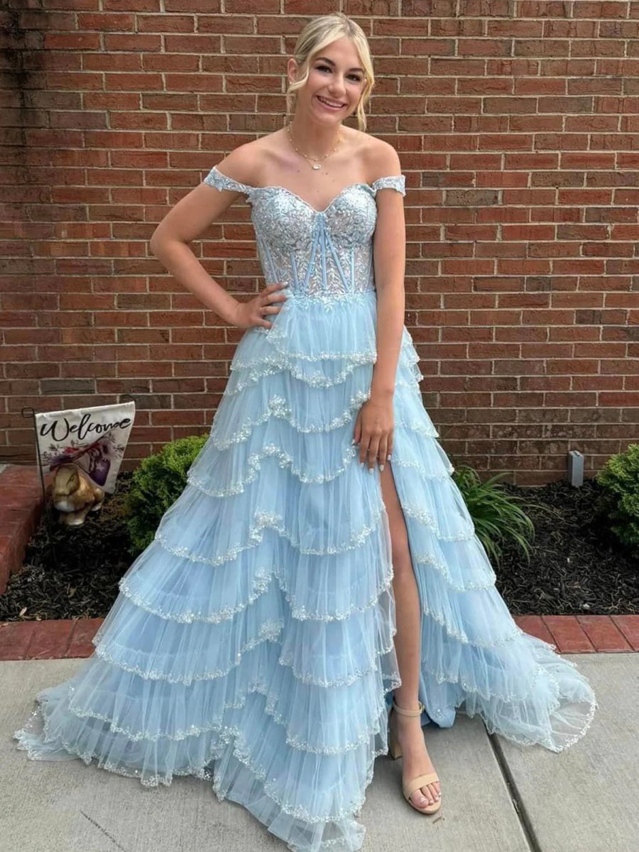 A-Line Sweetheart Champagne Tulle Prom Dresses with Appliques A-Line Sweetheart Champagne Tulle Prom Dresses with Appliques
