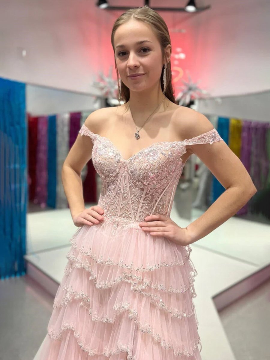 A-Line Sweetheart Champagne Tulle Prom Dresses with Appliques A-Line Sweetheart Champagne Tulle Prom Dresses with Appliques
