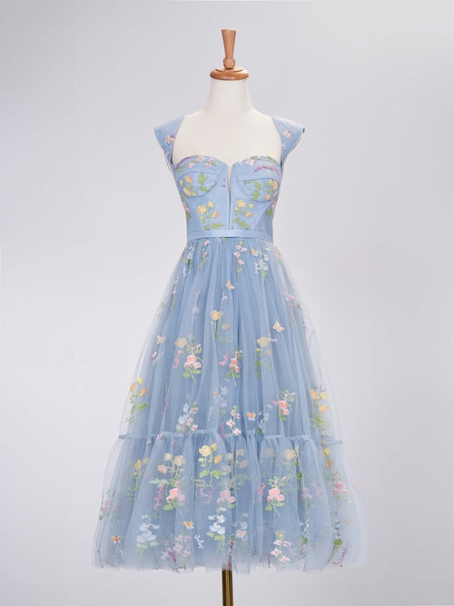 Elegant A-Line Sweetheart Dusty Blue Prom Dress