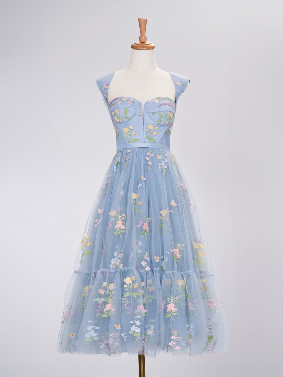 dusty blue spring dress