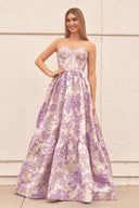 KissProm-Delice Lavender A-Line Sweetheart Floral Printed Long Prom Dresses