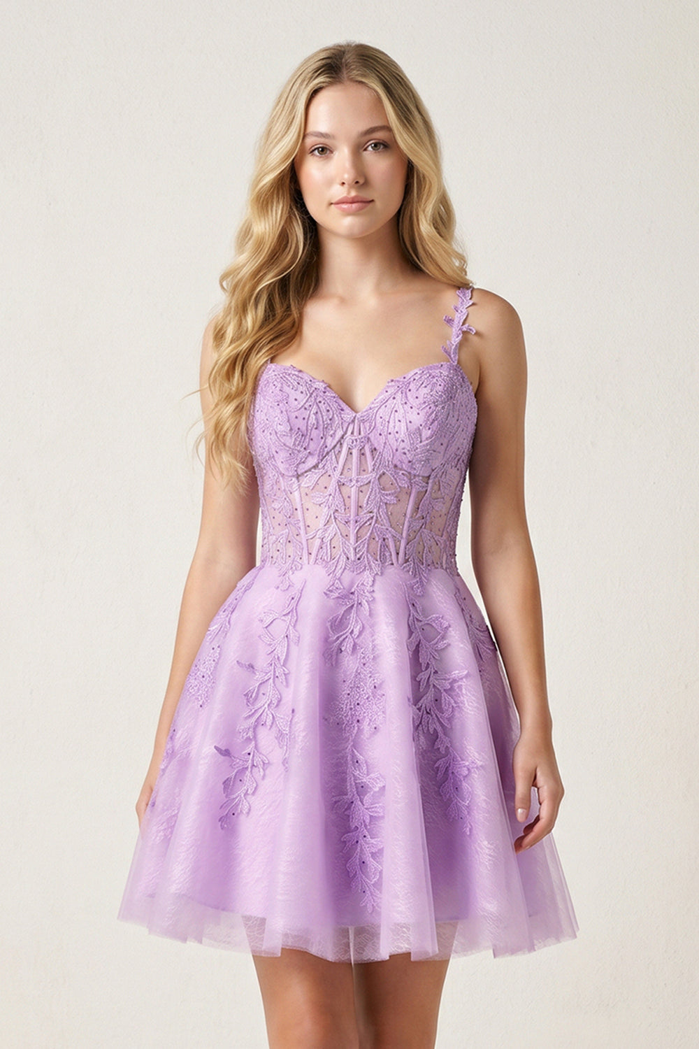 Lavender A Line Sweetheart Mint Appliques Short Homecoming Dresses - KISSPROM