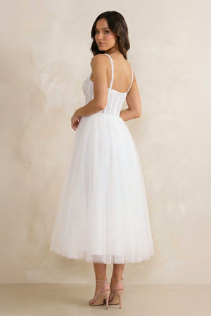 A-Line Sweetheart symmetrical Satin Wedding Dresses With Cascading Ruffles