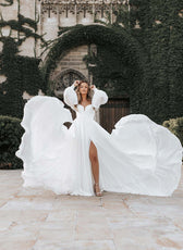 Elegant Sweetheart Long Sleeves Chic A-line Wedding Dresses Sweep Train