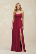 A - Line Sweetheart Pleated Chiffon Bridesmaid Dress in Berry - KissProm Bridesmaid Dresses