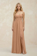 A - Line Sweetheart Pleated Chiffon Bridesmaid Dress in Bronzer - KissProm Bridesmaid Dresses