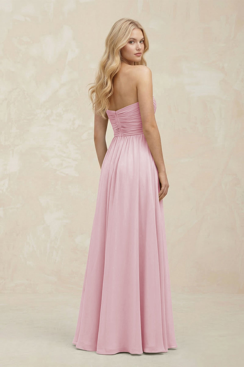 A - Line Sweetheart Pleated Chiffon Bridesmaid Dress in Candy Pink - KissProm Bridesmaid Dresses